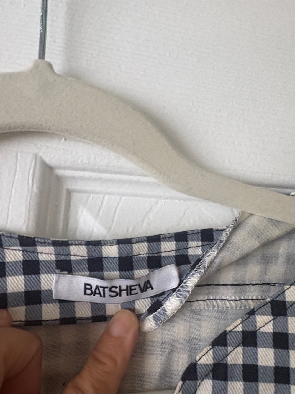 Batsheva Navy and White Gingham Midi Dress - Picture 3 of 8
